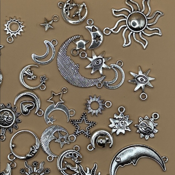 Silver Sun and Moon Charms - Picture 3 of 5